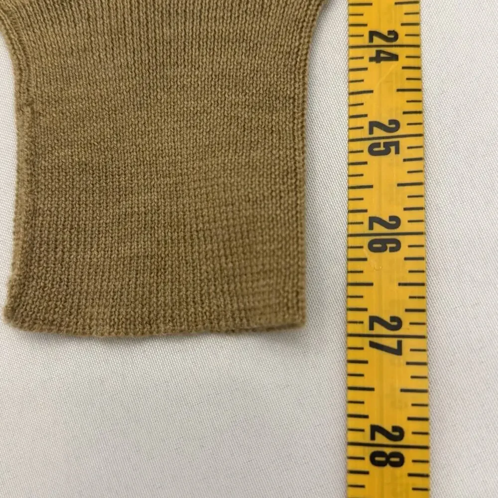 Lands End Mens 100% Wool Collared Sweater Pullover Medium 1/4 Button Tan